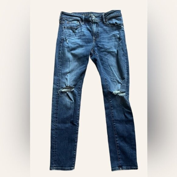American Eagle Mens Distressed Skinny Next Level Airflex Jeans size 32x32 - Picture 1 of 9